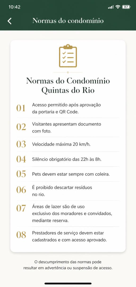 Tela 4 do aplicativo Quintas do Rio
